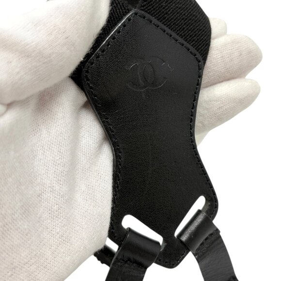 CHANEL Vintage 1994 CC Logo Letter Suspender Belt Black White Cotton [106421] main image 7
